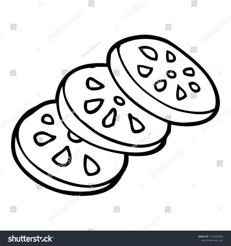 Line Drawing Cartoon Sliced Tomato Stock Vector Royalty Free