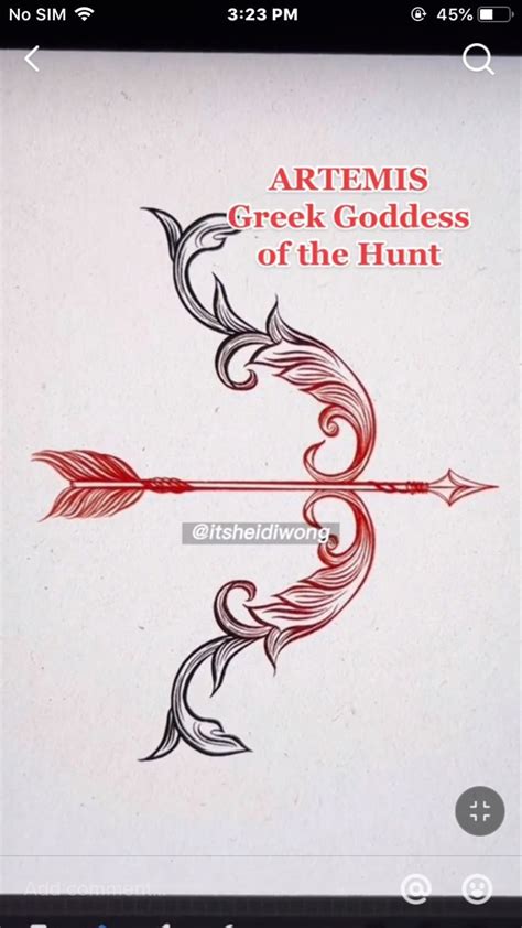 an arrow with the words artmus greek goddesss of the hunt on it's side