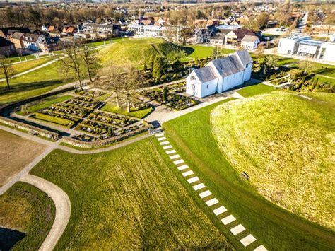 Viking Age Jelling Burial Mounds Panorama in Denmark Stock Photo ...