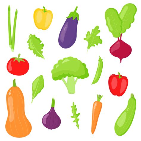 Big vegetables set in flat style. Bright vector illustration.Eco food ...