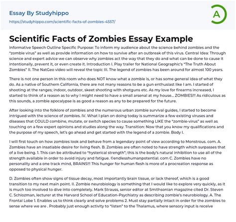 Scientific Facts Of Zombies Essay Example Studyhippo