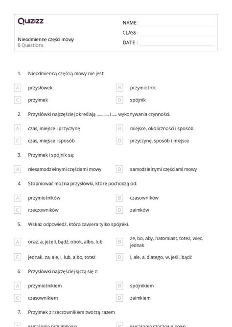 Ponad 50 Spójniki arkuszy roboczych dla Klasa 6 w Quizizz Darmowe i