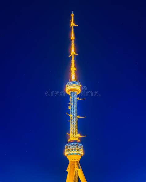 Tashkent Television Tower Illuminated By Night Illumination At