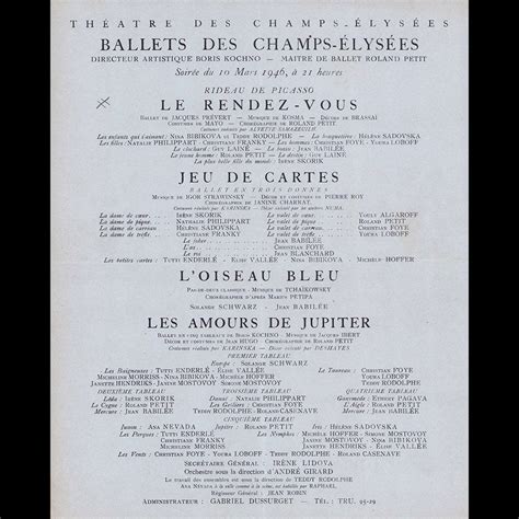 Ballets Des Champs Elysées Programme N°2 De Mars 1946 Couverture De Diktats