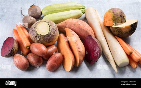 Fresh Root Vegetables Root Crops Background Healthy Eating Concept