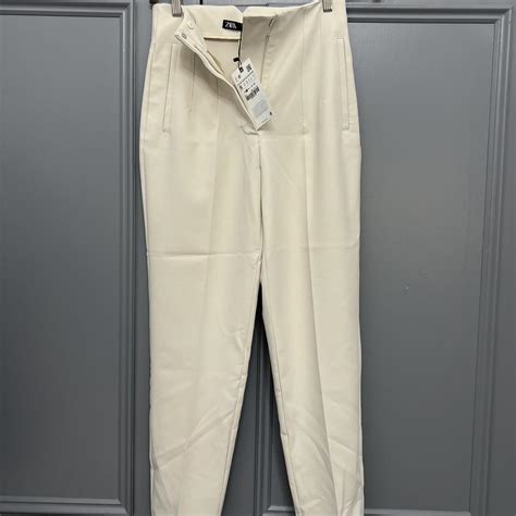 Zara Cream Trousers With Tag Size S Depop