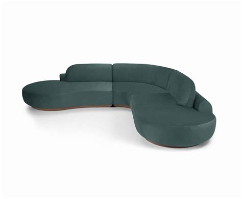 Naked Curved Sectional Sofa 3 Piece With Beech Ash 056 1 And Teal For