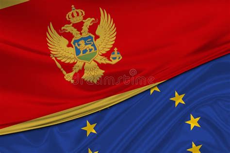 Flags of Montenegro and Europe Union. International Relationships Stock ...