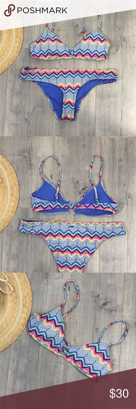 Roxy Zig Zag Multi Colored Bikini Set Bikinis Bikini Set Things To Sell