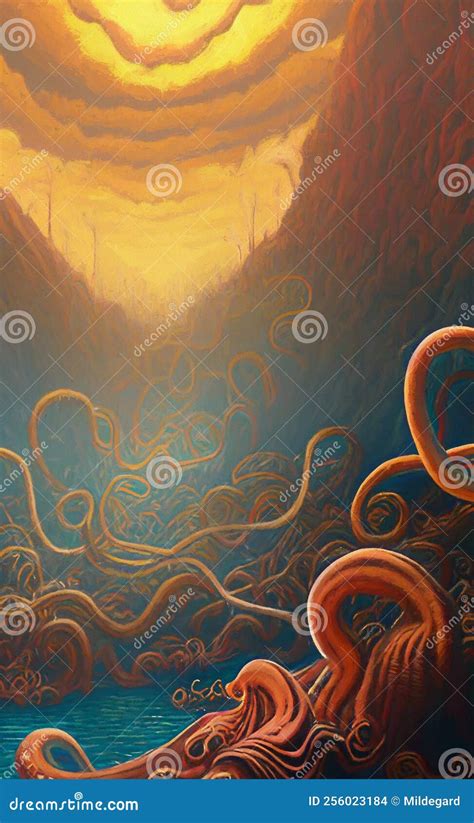 Tentacles Everywhere - Scifi Digital Art Stock Illustration ...