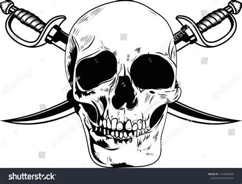 Skull Drawing Illustration Pirate Vector Stock Vector (Royalty Free ...