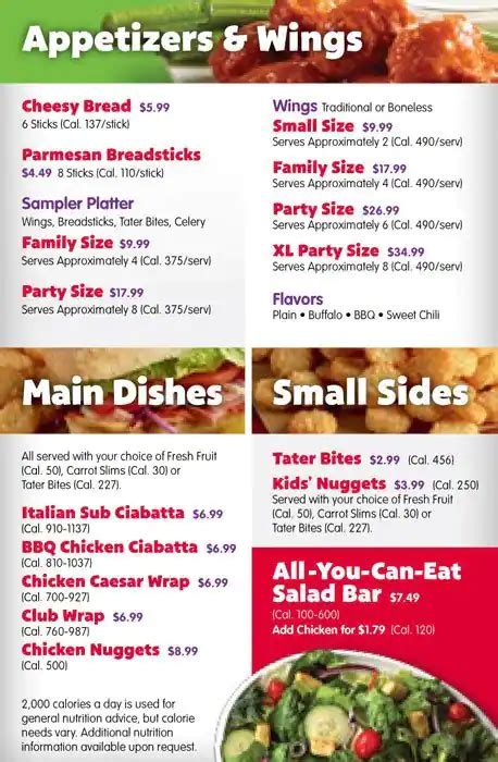 Chuck E Cheese S Menu Menu For Chuck E Cheese S Sugar Land Houston