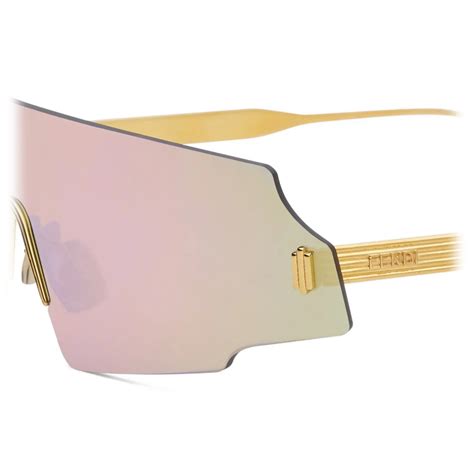 Fendi Fendi Forceful Shield Sunglasses Rose Gold Sunglasses Fendi Eyewear Avvenice