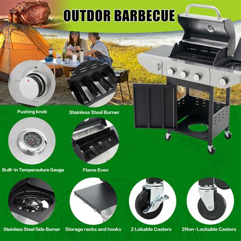 Highsound 3 Burner Propane Gas Grill 37150 Btus Stainless Steel Patio Garden Barbecue Grill