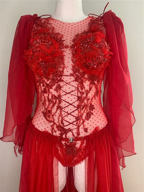 Adult Costume Fantasy Lingerie Hot Red Lingerie Sexy Lace Etsy