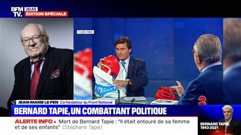 Mort de Bernard Tapie Jean Marie Le Pen revient sur leur débat