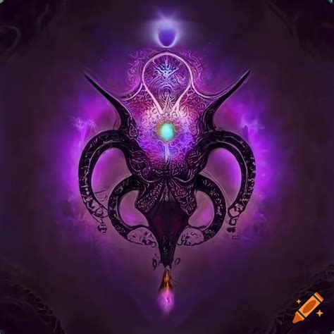 Intricate Occult Symbol Of Baphomet With Purple Aura And Mystical