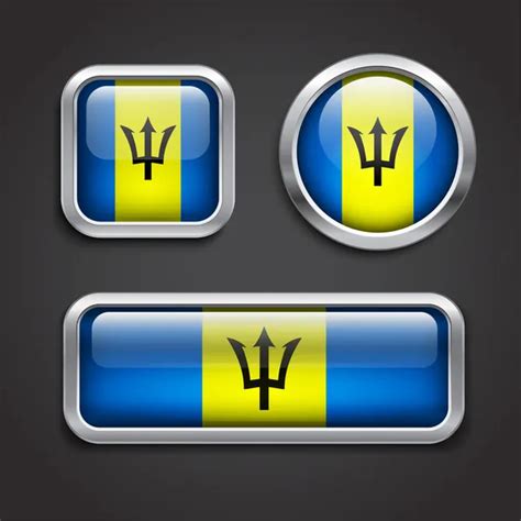 Barbados Flagge Button Vector Art Stock Images Depositphotos