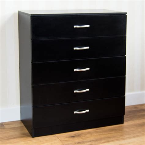 Riano Black 5 Drawer Chest Bedroom Modern