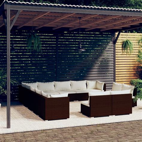 Gecheer 13 TLG Garten Lounge Set mit Kissen Polyrattan Gartenmöbel Set