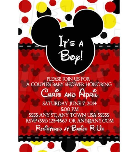 Mickey Mouse It's a Boy Baby Shower Invitation and Thank You Note Image ...