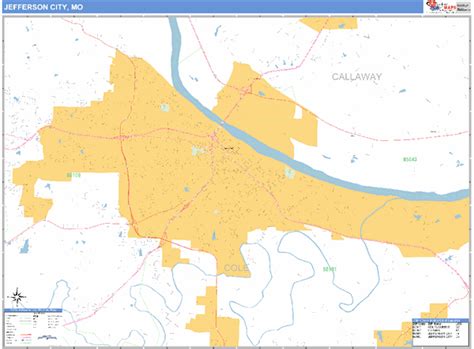 Jefferson City Missouri Zip Code Wall Map (Basic Style) by MarketMAPS