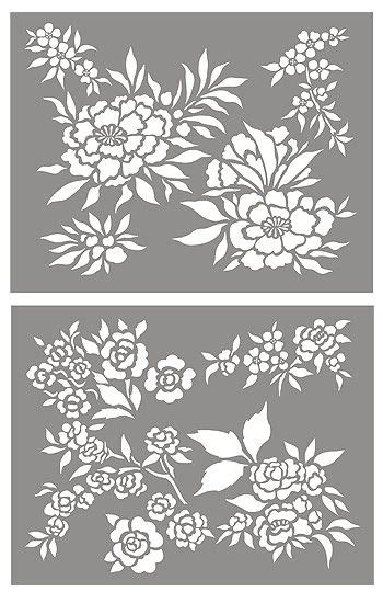 Chinese Flowers Theme Pack Stencil Henny Donovan Motif Chinese