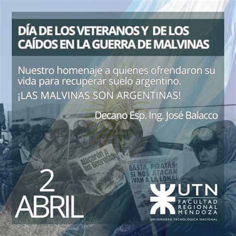 SALUTACIÓN DEL DECANO POR EL 2 DE ABRIL UTN Facultad Regional Mendoza