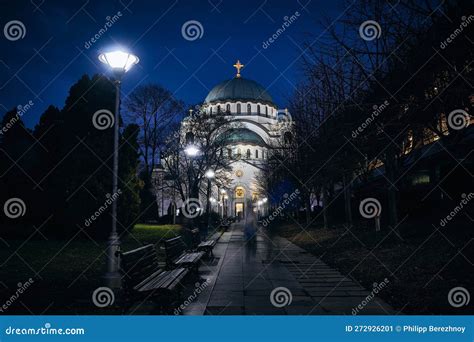 Church of Saint Sava in the Evening Stock Image - Image of evening ...