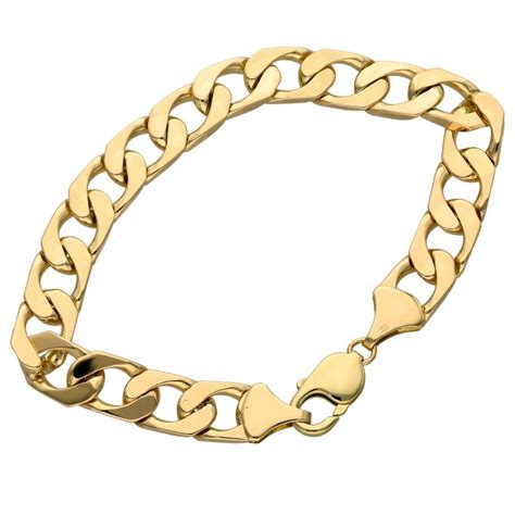 Mens 9ct Yellow Gold Curb Bracelet Miltons Diamonds