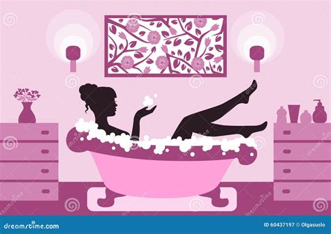 Woman Relaxing In Bath Foam Stock Vector Illustration Of Health