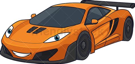 Orange Sport Racing Car Cartoon Clipart Vector - FriendlyStock