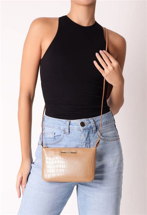 Bolsa Crossbody Nude Anacapri Pequena Croco Zz Mall