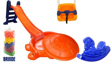 Kit Laranja Playground Escorrega M Dio Degraus Jabuti Tanque Piscina