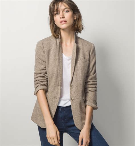 Beige Destructured Blazer New Women Spain Massimo Dutti Blazers For Women Beige