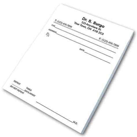 Prescription Pads Black Ink Sheets Medical Supplies Equipment