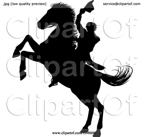 Cowboy Riding Horse Silhouette by AtStockIllustration #1698606