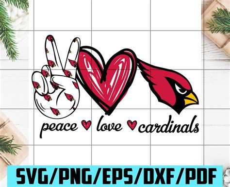 Peace Love Cardinals Svg Sport Svg Football Svg Football Etsy