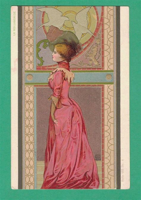 Early Vintage Arpad Basch Art Nouveau Postcard Beautiful Fashionable Lady 3850255232