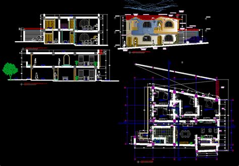 Modern home design cad drawing is given in this cad file. Download this ...