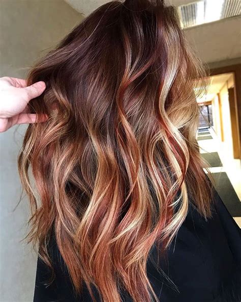 Red Balayage Hair Red Blonde Hair Strawberry Blonde Hair Color Dark