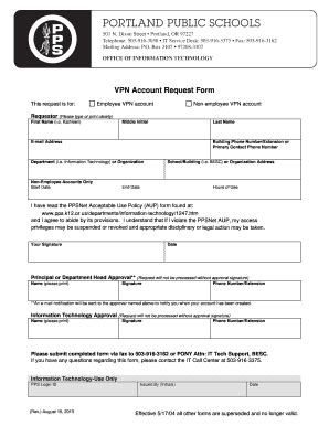 Fillable Online VPN Account Request Form Fax Email Print PdfFiller