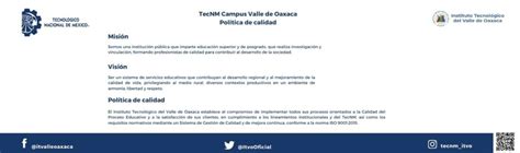 Misión y Visión TecNM I T del Valle de Oaxaca