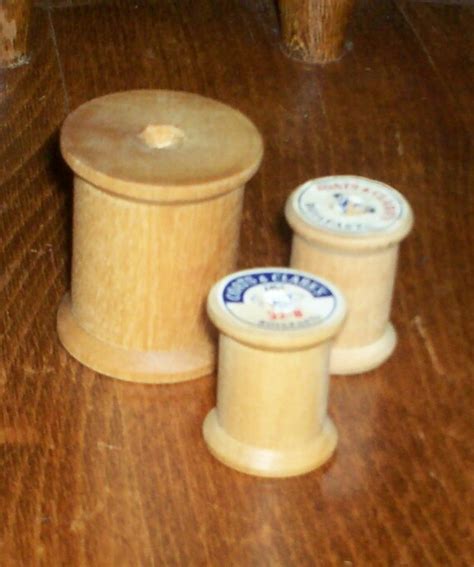 3 Vintage Wooden Thread Spools One Large and by RosieCozySewsie