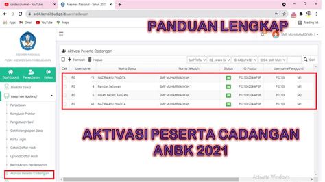 Panduan Lengkap Aktivasi Peserta Cadangan Anbk Youtube