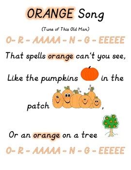 ORANGE Song - Preschool Poster by OrionsRose Education | TPT