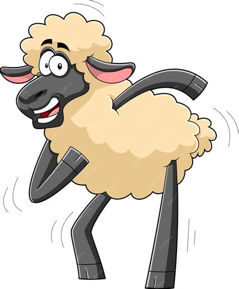 Premium Vector | Funny sheep cartoon character dancing vector hand ...