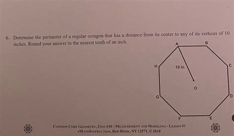 Solved: 6. Determine the perimeter of a regular octagon that[geometry] - Gauthmath