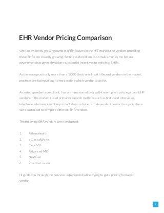 EHR Vendor Pricing Comparison