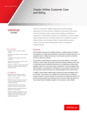 Fillable Online Oracle Utilities Customer Care And Billing Data Sheet